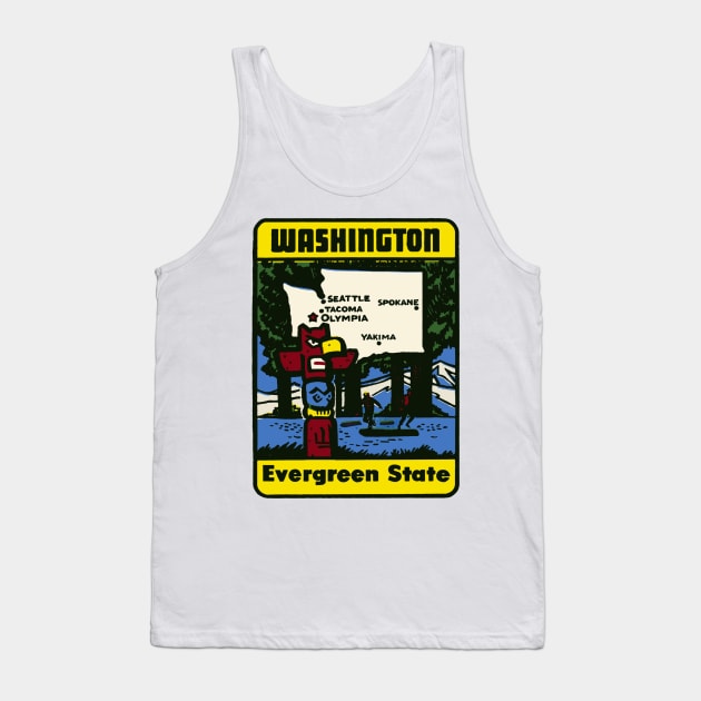 Vintage Washington State Decal Tank Top by zsonn